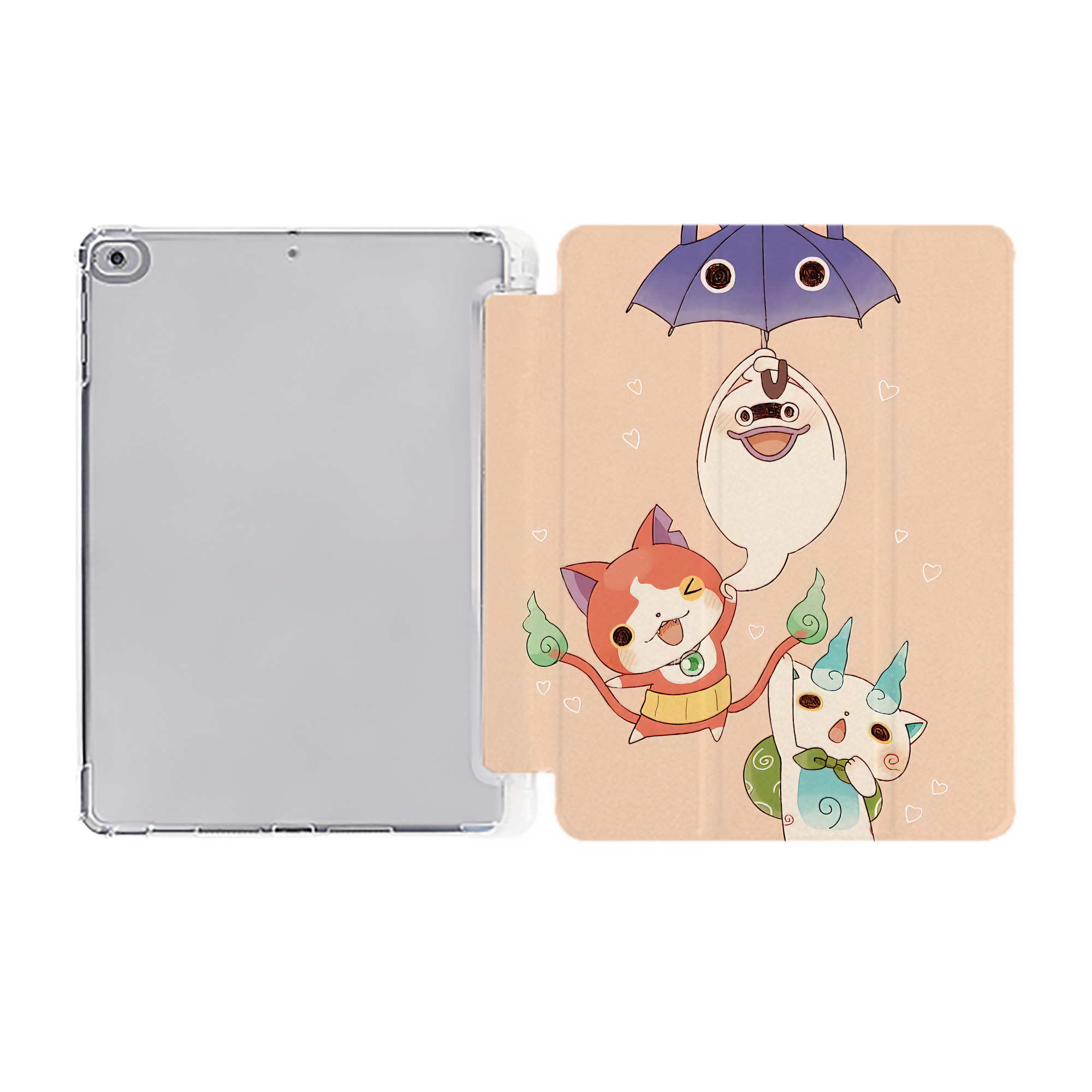 （画像用） 妖怪ウォッチ Yo-kai Watch IPad ケース ペン収納付き 三つ折りスタンド PUレザー×シリコン 対応機種9.5/10.5/10.9インチ